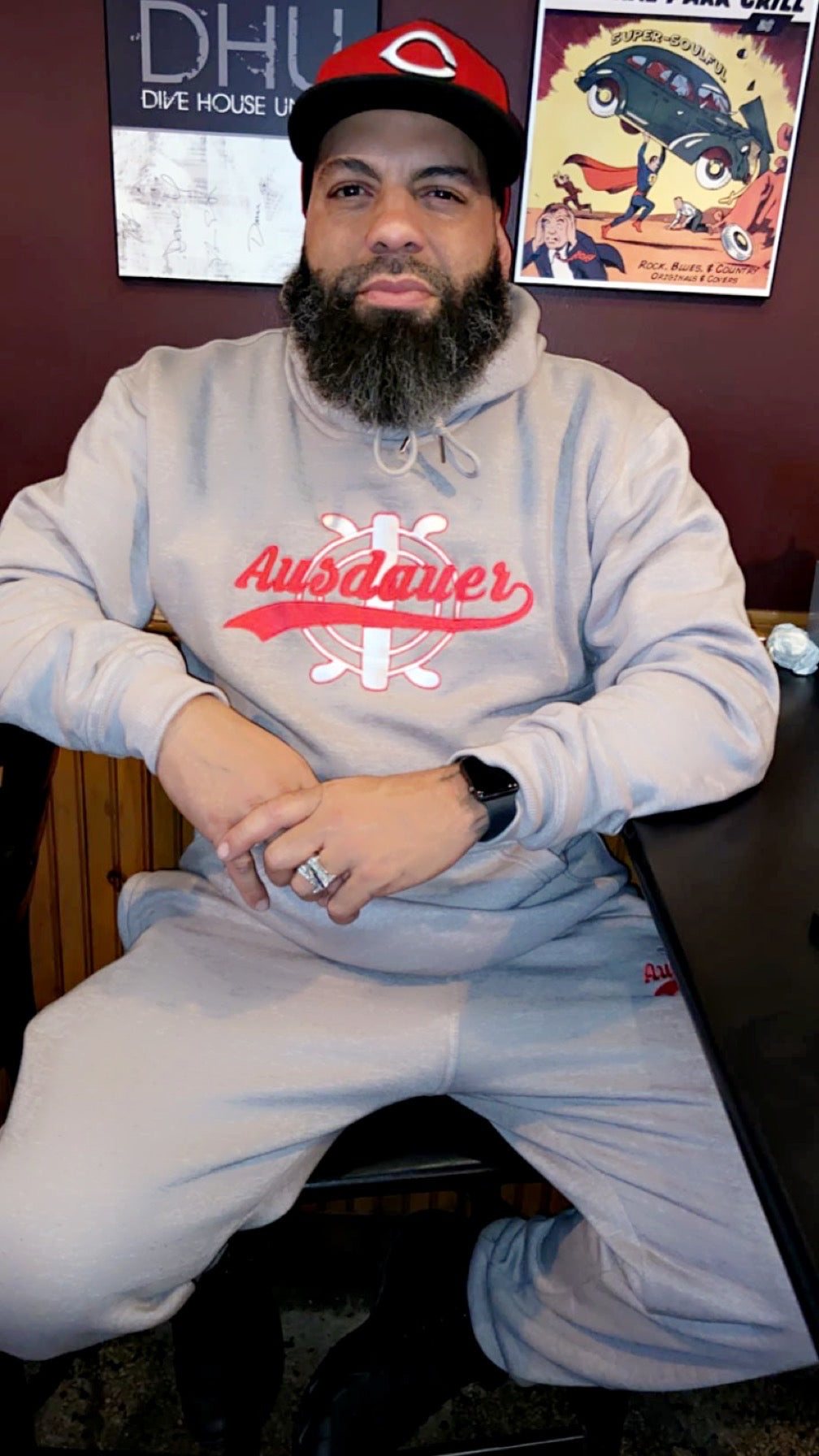 Grey and Red joggers sweatsuit