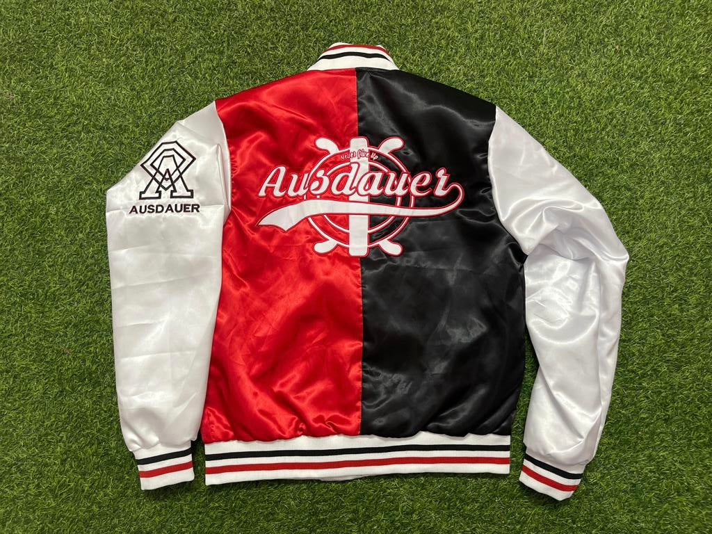 Black/Red/White Two Tone Varsity Jacket