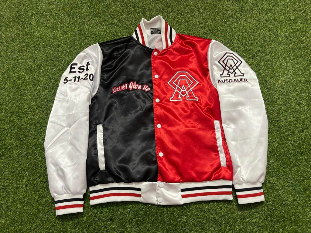 Black/Red/White Two Tone Varsity Jacket